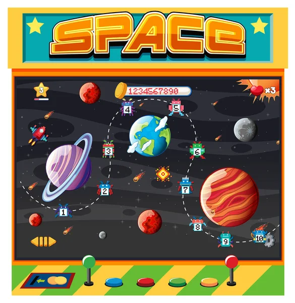 Retro Arcade Espacio Juego Ilustración — Archivo Imágenes Vectoriales