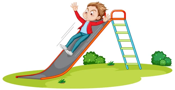 Boy Sliding Slide Illustration — Stock Vector