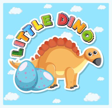 Küçük sevimli dinozor karikatür poster çizimi