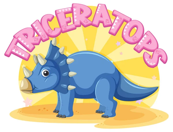 Triceratops Bonito Dinossauro Cartoon Ilustração —  Vetores de Stock