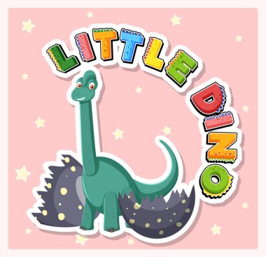 Küçük sevimli dinozor karikatür poster çizimi