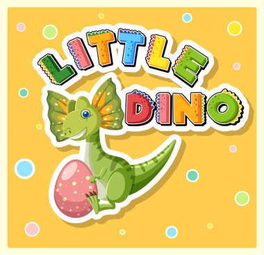Küçük sevimli dinozor karikatür poster çizimi