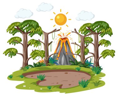 Volkan ormanı manzarası izole edilmiş.