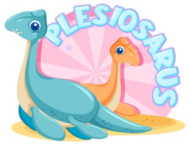Şirin plesiosaurus dinozor çizgi film çizimi