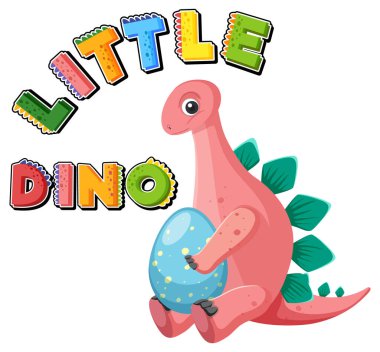 Küçük sevimli Stegosaurus dinozor çizgi film karakteri çizimi