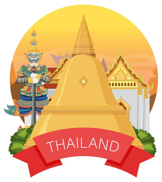 Bangkok Tailandia Landmark Logo Banner Ilustración — Archivo Imágenes Vectoriales
