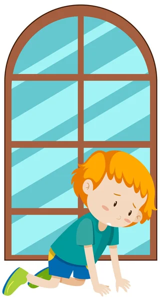 Sad Boy Simple Cartoon Character Illustration — Wektor stockowy