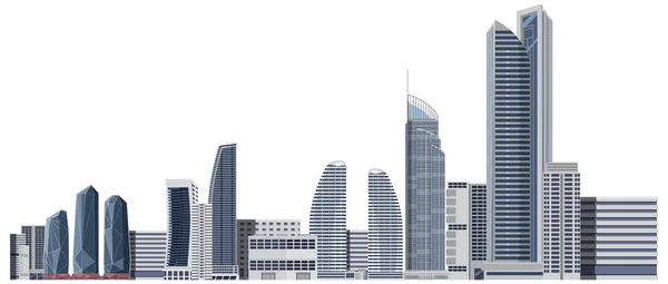 City Skyskrapa Byggnader Vit Bakgrund Illustration — Stock vektor