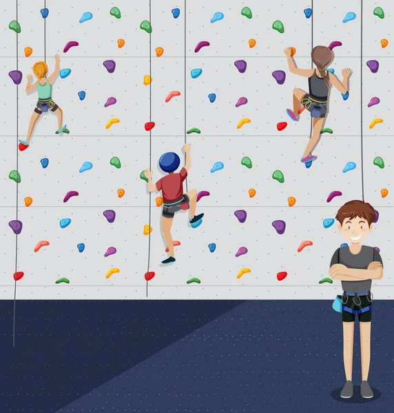 Kapalı Alan Kaya Tırmanışı Spor Salonu Çizimi — Stok Vektör