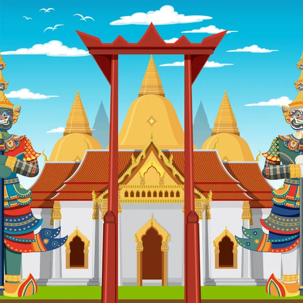 Bangkok Thaïlande Landmark Illustration Fond — Image vectorielle