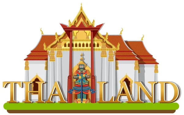 Bangkok Thailand Landmärke Logo Banner Illustration — Stock vektor