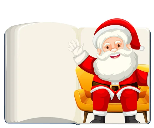 Offenes Blankobuch Mit Weihnachtsmann Illustration — Stockvektor