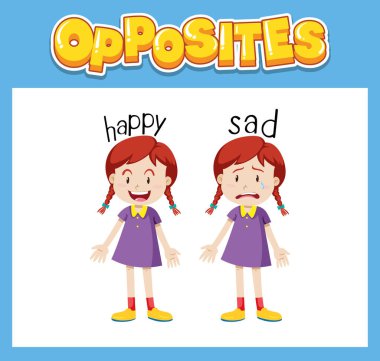 Çocuk resimlemesi için karşıt İngilizce kelimeler