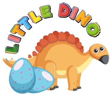 Küçük sevimli Stegosaurus dinozor çizgi film karakteri çizimi