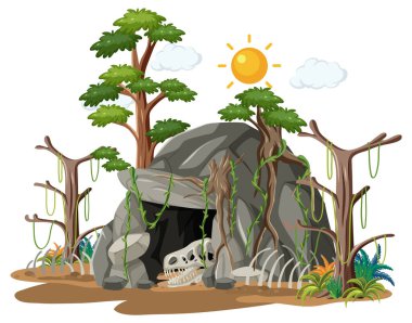 Ormandaki doğa mağarası izole edilmiş.