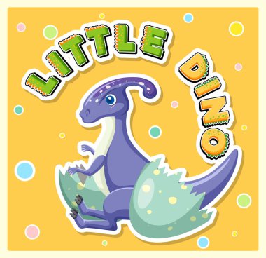 Küçük sevimli dinozor karikatür poster çizimi