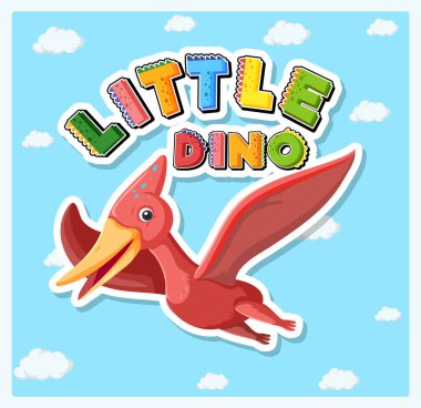 Küçük sevimli dinozor karikatür poster çizimi