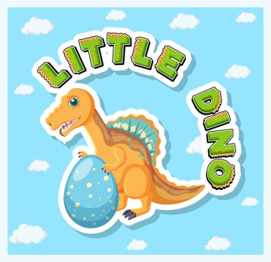 Küçük sevimli dinozor karikatür poster çizimi