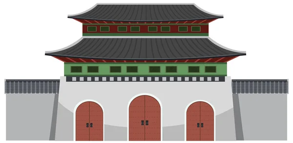 Beyaz Arkaplan Resimli Kore Antik Sarayı — Stok Vektör