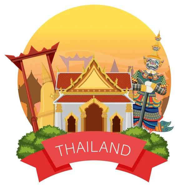 Bangkok Thailand Landmark Logo Banner Illustratie — Stockvector