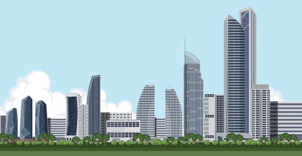 Cidade Arranha Céus Edifícios Fundo Ilustração — Vetor de Stock