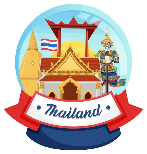 Bangkok Tailandia Landmark Logo Banner Ilustración — Archivo Imágenes Vectoriales