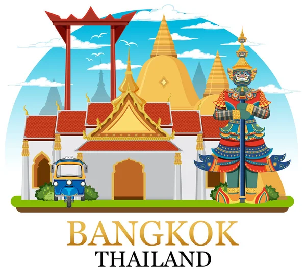 Bangkok Thailand Wahrzeichen Logo Banner Illustration — Stockvektor