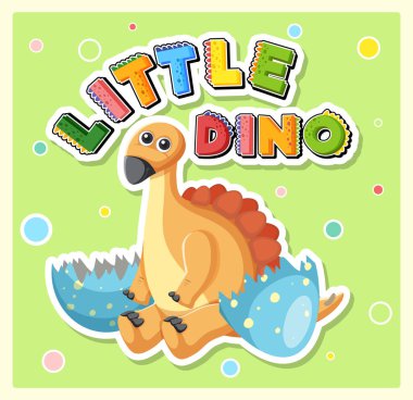 Küçük sevimli dinozor karikatür poster çizimi