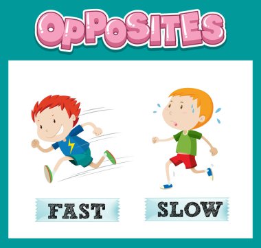 Çocuk resimlemesi için karşıt İngilizce kelimeler