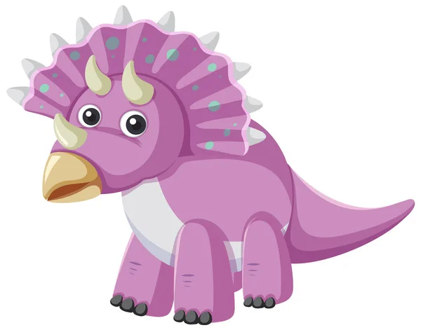 Милая Иллюстрация Мультфильму Трицератоп Динозавра — стоковый вектор