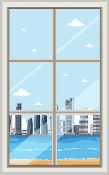Vue Travers Illustration Fenêtre Verre — Image vectorielle