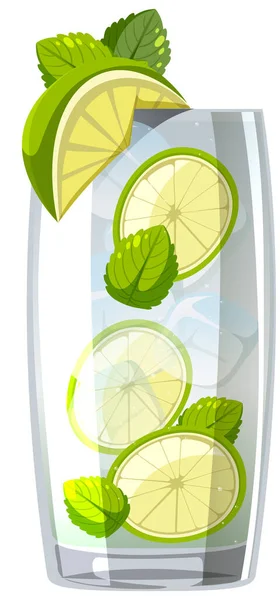 Mojito Cocktail Het Glas Witte Achtergrond Illustratie — Stockvector