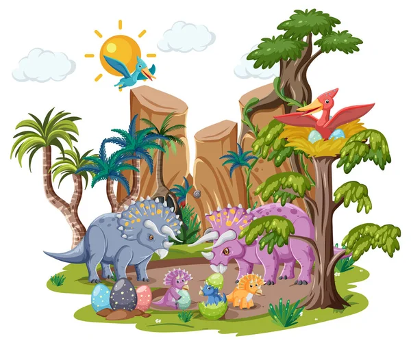 Dinossauro Floresta Ilustração Isolada —  Vetores de Stock