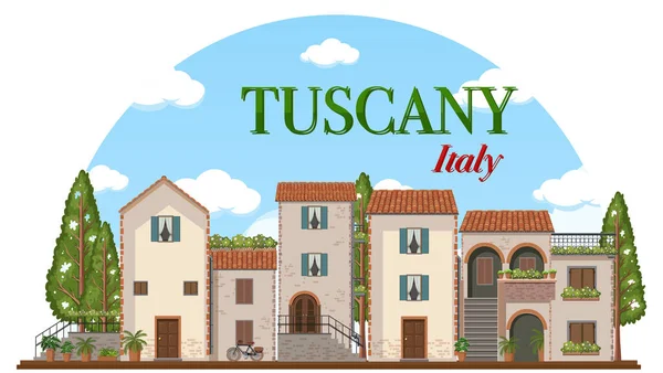 Toskania Włochy Landmark Logo Banner Ilustracja — Wektor stockowy