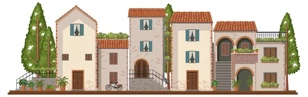 Suburban Row House Illustrazione Vintage — Vettoriale Stock