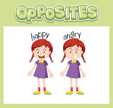 Çocuk resimlemesi için karşıt İngilizce kelimeler