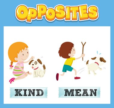 Çocuk resimlemesi için karşıt İngilizce kelimeler