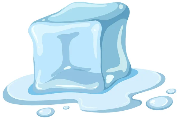 Танення Кубика Льоду Білому Тлі Ілюстрація — стоковий вектор