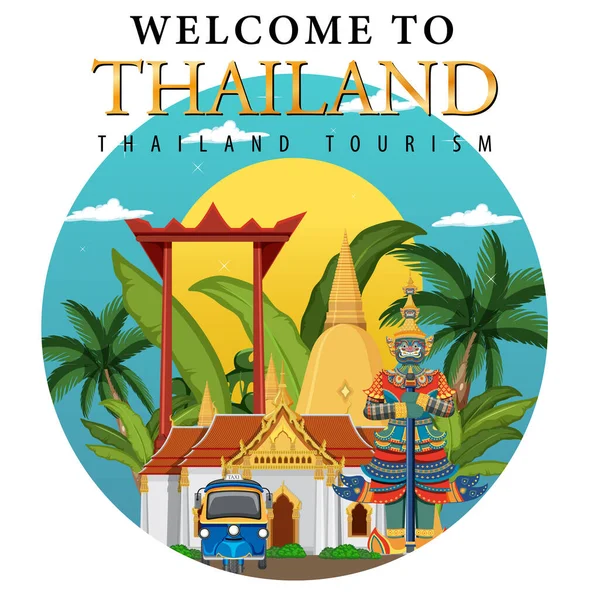 Bem Vindo Banner Tailândia Ilustração Marcos — Vetor de Stock