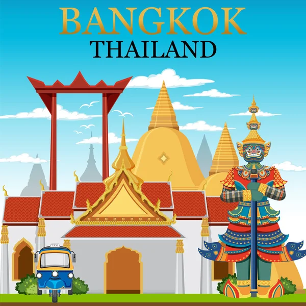 Bangkok Thajsko Landmark Banner Ilustrace — Stockový vektor