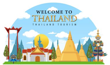 Bangkok Tayland Landmark Logo Sancakları