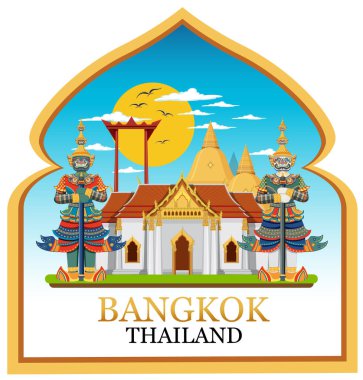 Bangkok Tayland Landmark Logo Sancakları