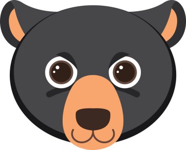 Siyah ayı başı düz stil çizimi