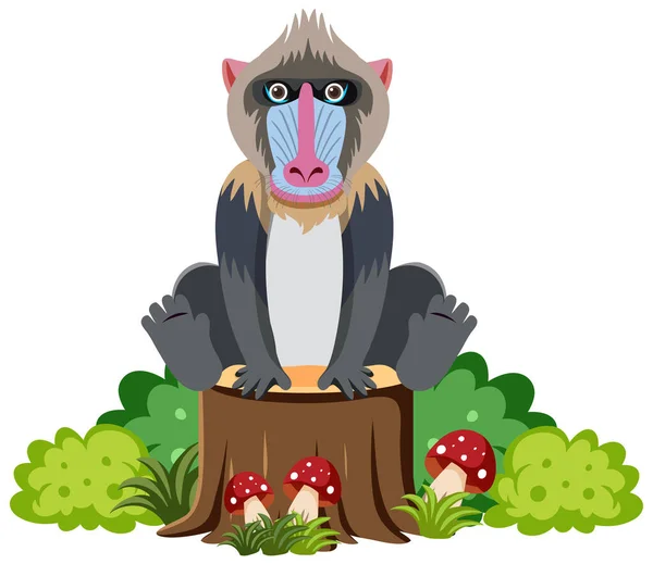 Aranyos Mandrill Lapos Stílusú Illusztráció — Stock Vector