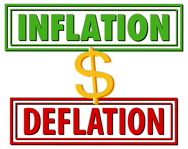 Inflation Kontra Deflation Typsnitt Logotyp Illustration — Stock vektor