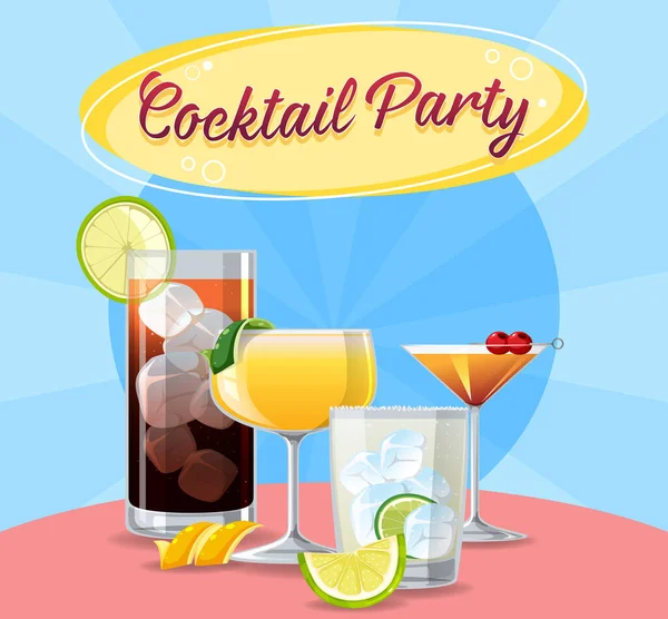 Een Cocktailparty Met Komische Achtergrond Illustratie — Stockvector