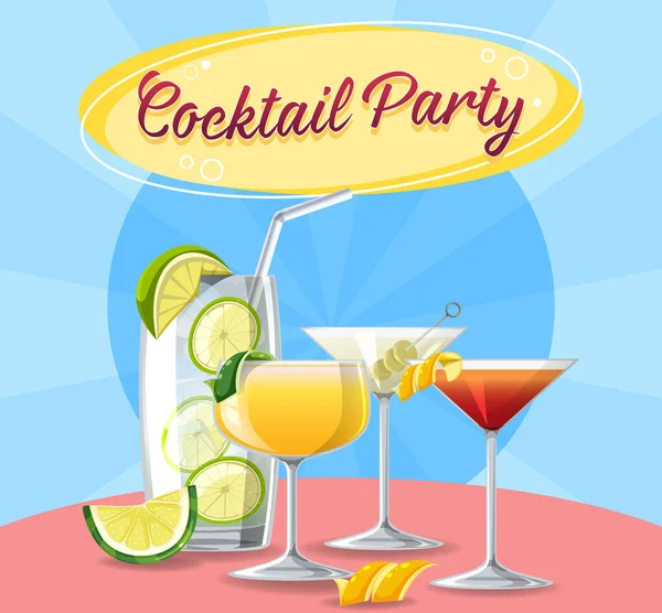 Cocktail Avec Illustration Fond Comique — Image vectorielle
