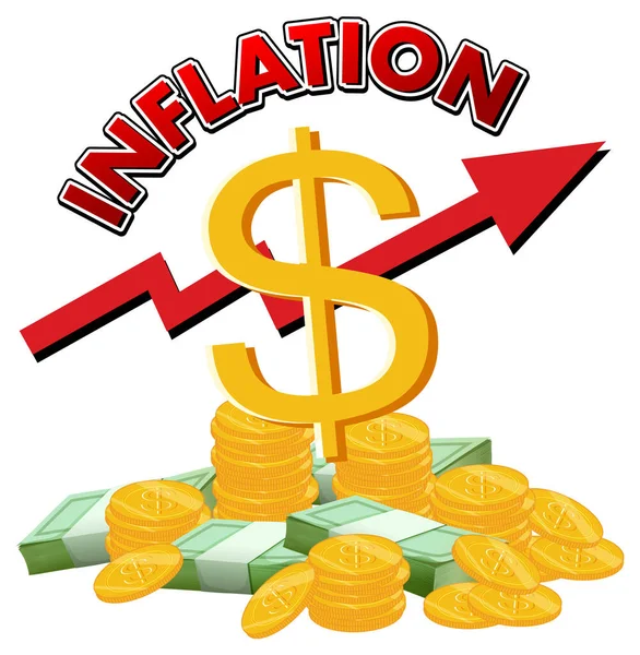 Inflation Logo Pile Money Illustration — Stock vektor