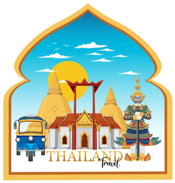 Bangkok Thailand Wahrzeichen Logo Banner Illustration — Stockvektor