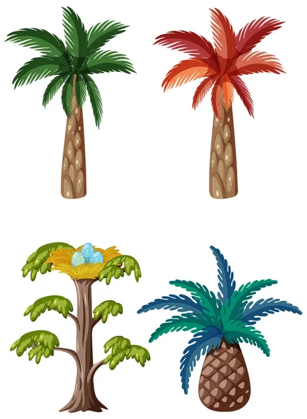 Conjunto Diferentes Árvores Pré Históricas Ilustração — Vetor de Stock